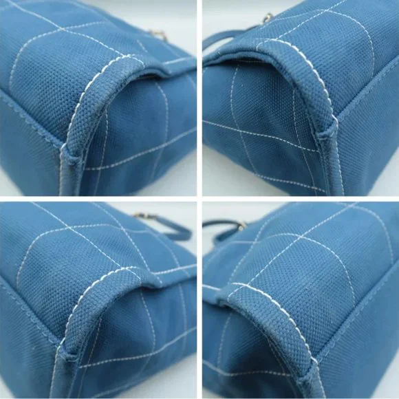 100% Authentic CHANEL Lady First Blue W/P Cloth Tote Bag - Picture 6 of 12